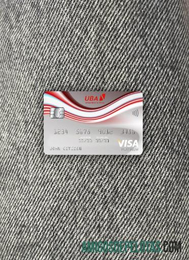 Guinea UBA visa platinum kartu tampilan foto depan sampel