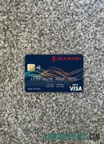 Hong Kong bank of East Asia visa Debit kartu tampilan foto depan makering