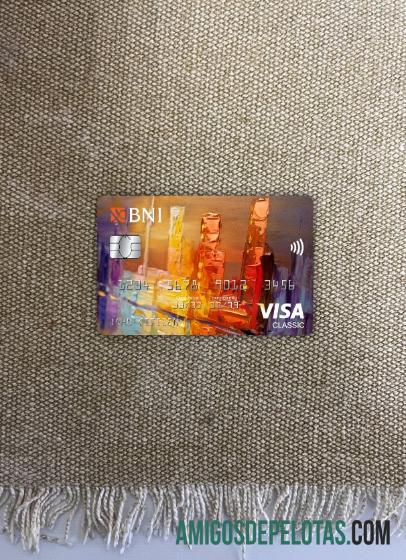 Indonesia bank Negara Indonesia (BNI) visa classic kartu tampilan foto depan templat