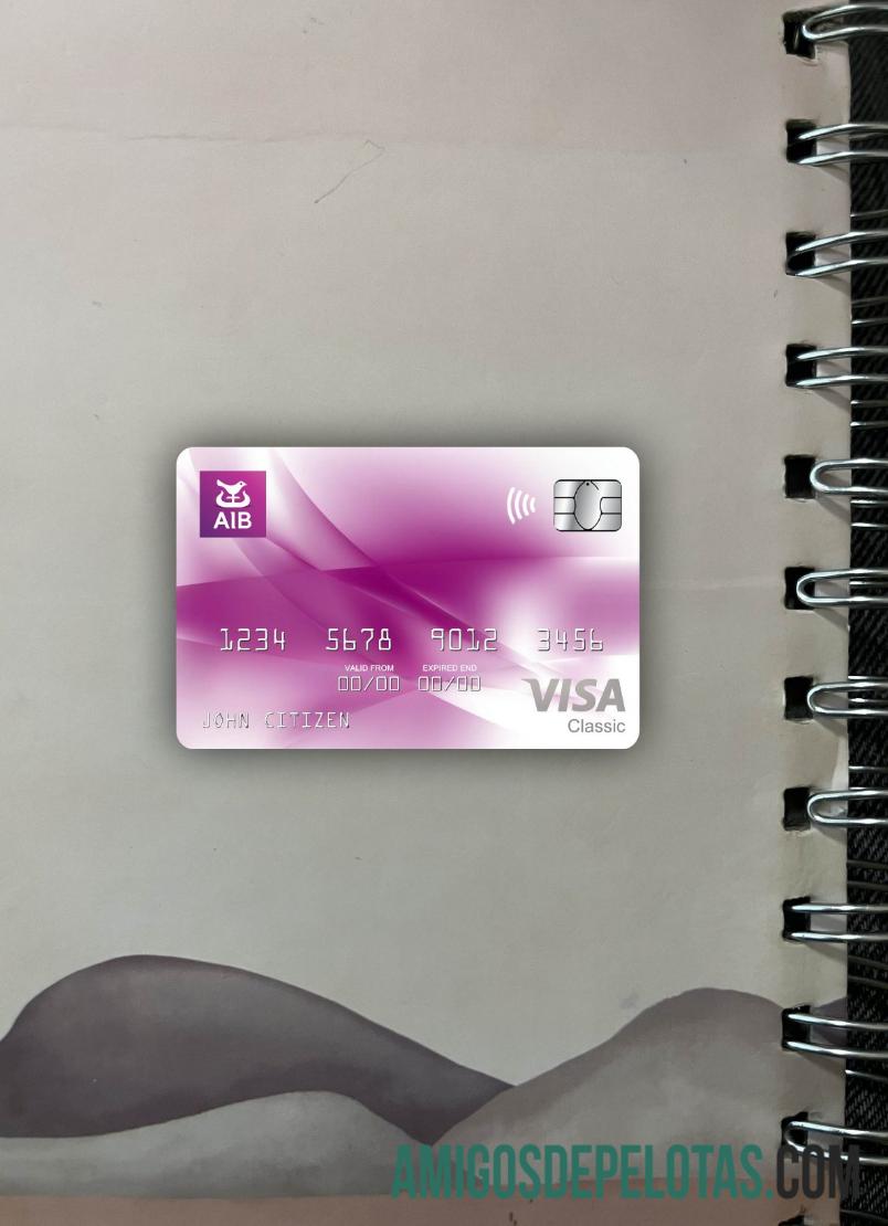 Irlandia AIB bank visa classic kartu tampilan foto depan sampel