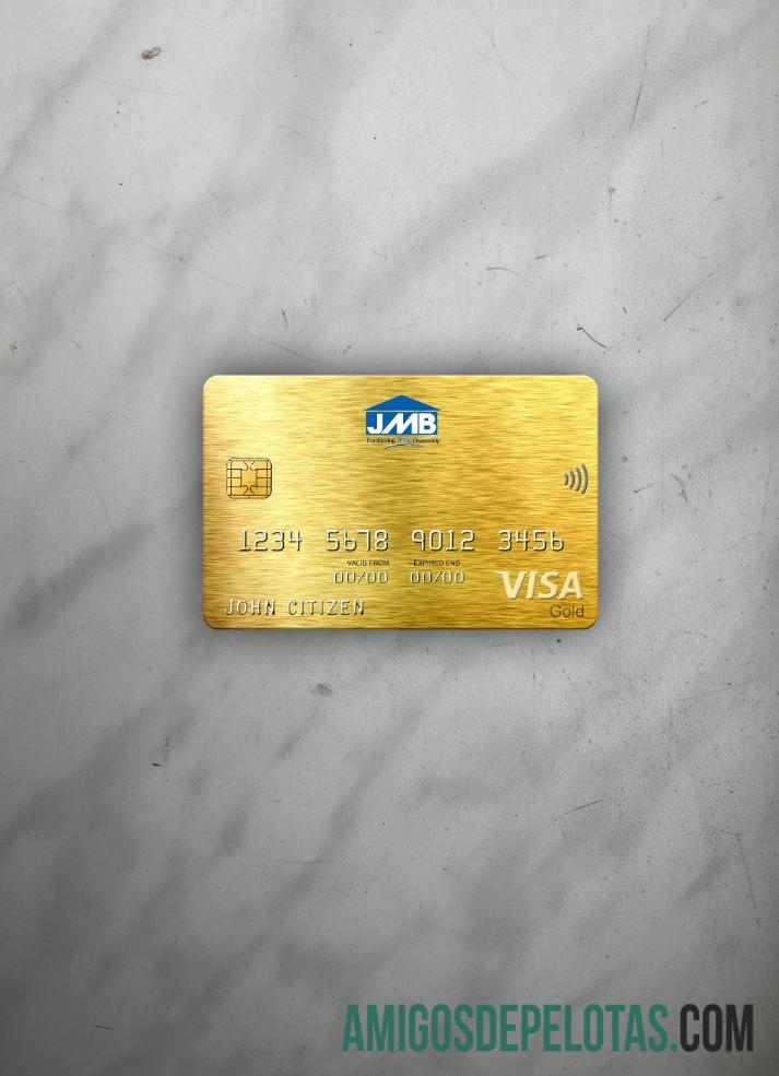 Jamaika Hipotik bank visa gold kartu tampilan foto depan desain