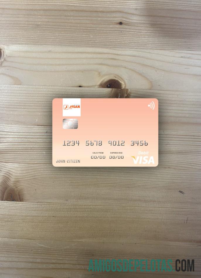 Kazakhstan First Heartland Jy╠üsan bank visa kartu tampilan foto fron desain