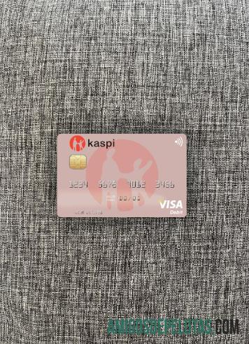 Kazakhstan Kaspi bank visa Debit kartu tampilan foto depan templat