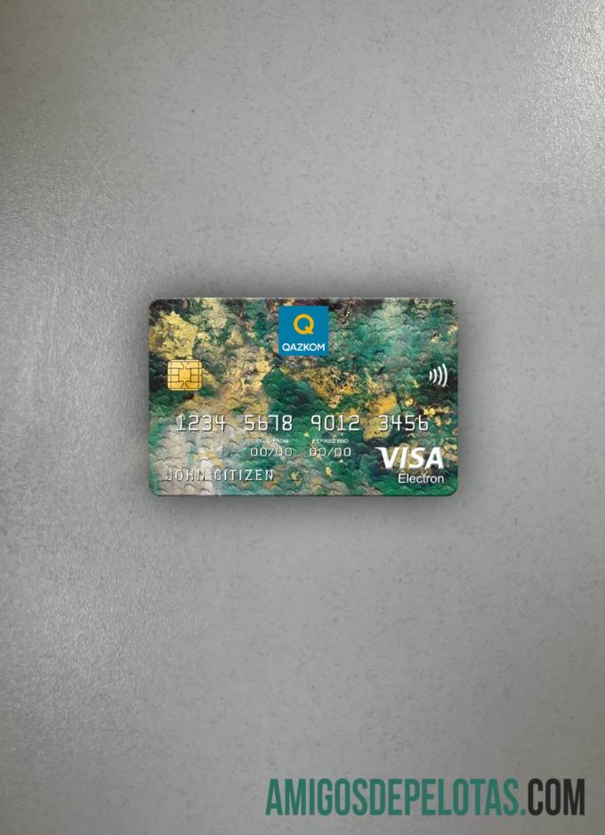 Kazakhstan Qazkom bank JCB bank visa electron kartu tampilan foto depan templat