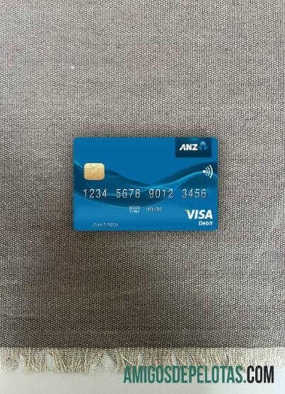 Kiribati ANZ bank visa Debit kartu tampilan foto depan templat