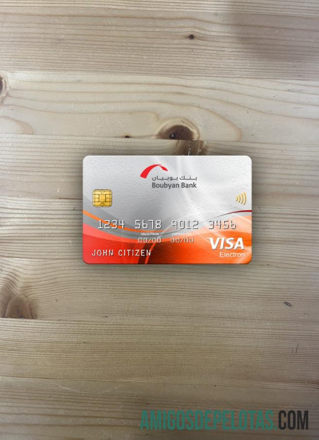 Kuwait Boubyan bank visa electron kartu tampilan foto depan templat