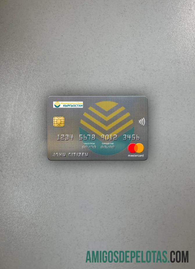 Kirgizstan Kirgizbank mastercard tampilan foto depan templat