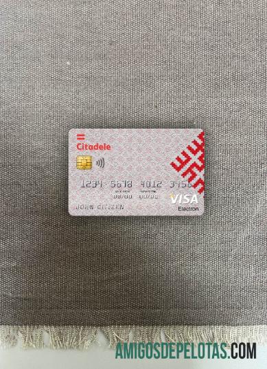 Latvia Citadele bank visa electron kartu tampilan foto depan templat