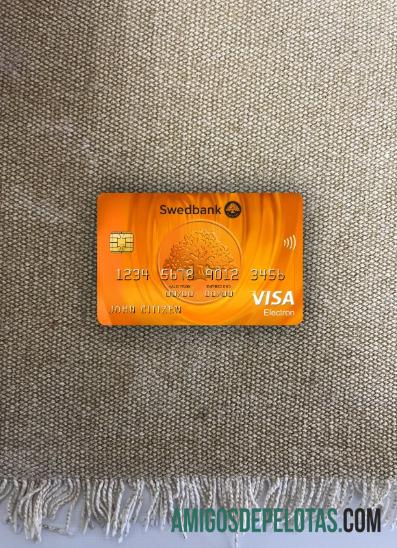 Latvia Swedbank visa electron kartu tampilan foto depan makering