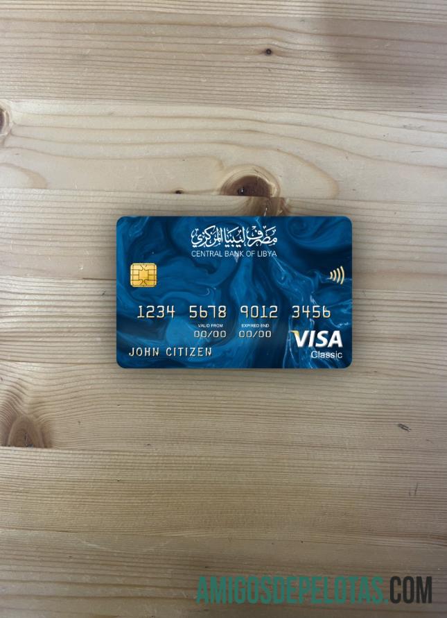 Libya Central bank visa classic kartu tampilan foto depan pratinjau