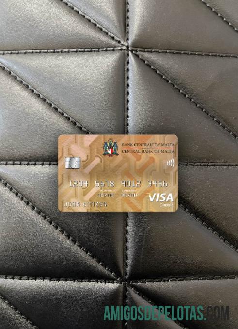 Malta Central bank visa classic kartu tampilan foto depan templat