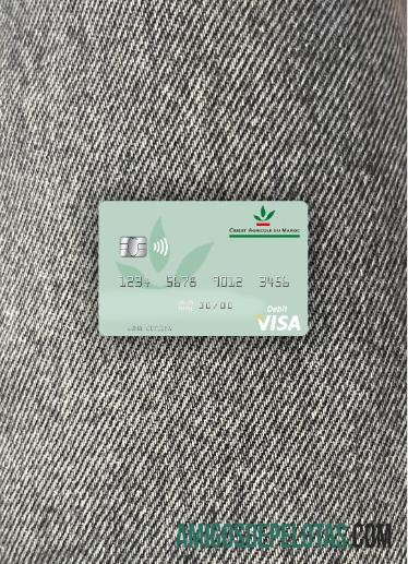 Maroko Cre╠üdit Agricole du Maroc visa Debit kartu tampilan foto depan sampel
