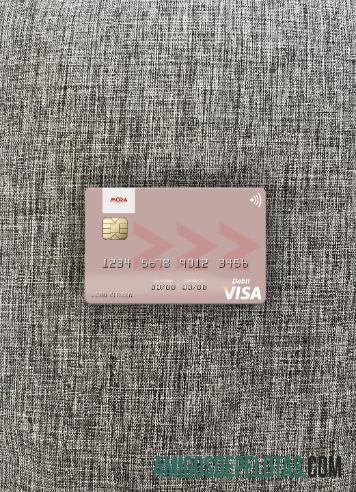 Mozambik Banco Moza visa Debit kartu tampilan foto depan desain