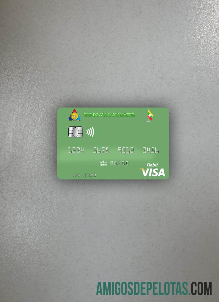 Myanmar Innwa bank Limited visa Debit kartu tampilan foto depan sampel
