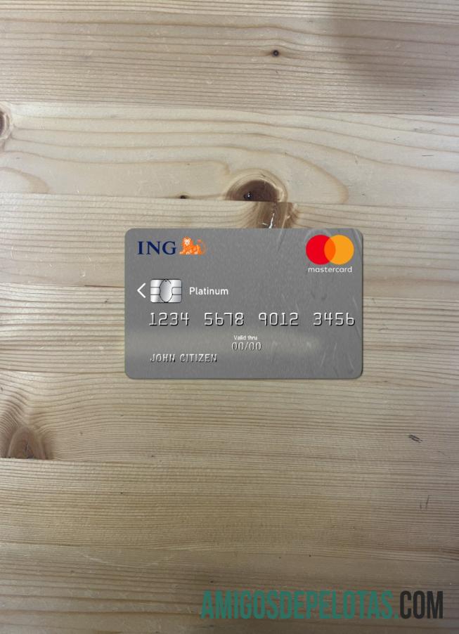 Belanda ING bank mastercard platinum tampilan foto depan templat