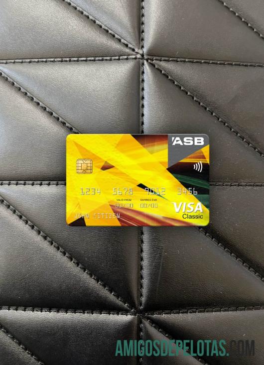 Selandia Baru ASB bank visa classic kartu tampilan foto depan makering