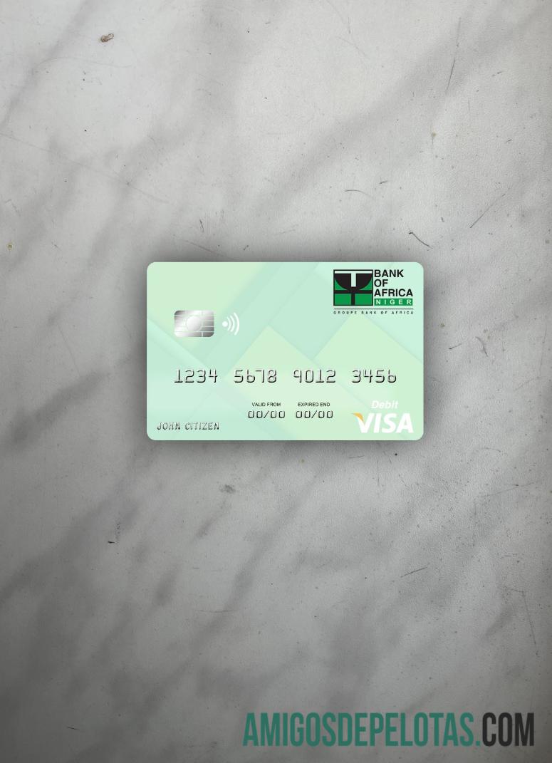 Niger bank of Africa visa Debit kartu tampilan foto depan templat