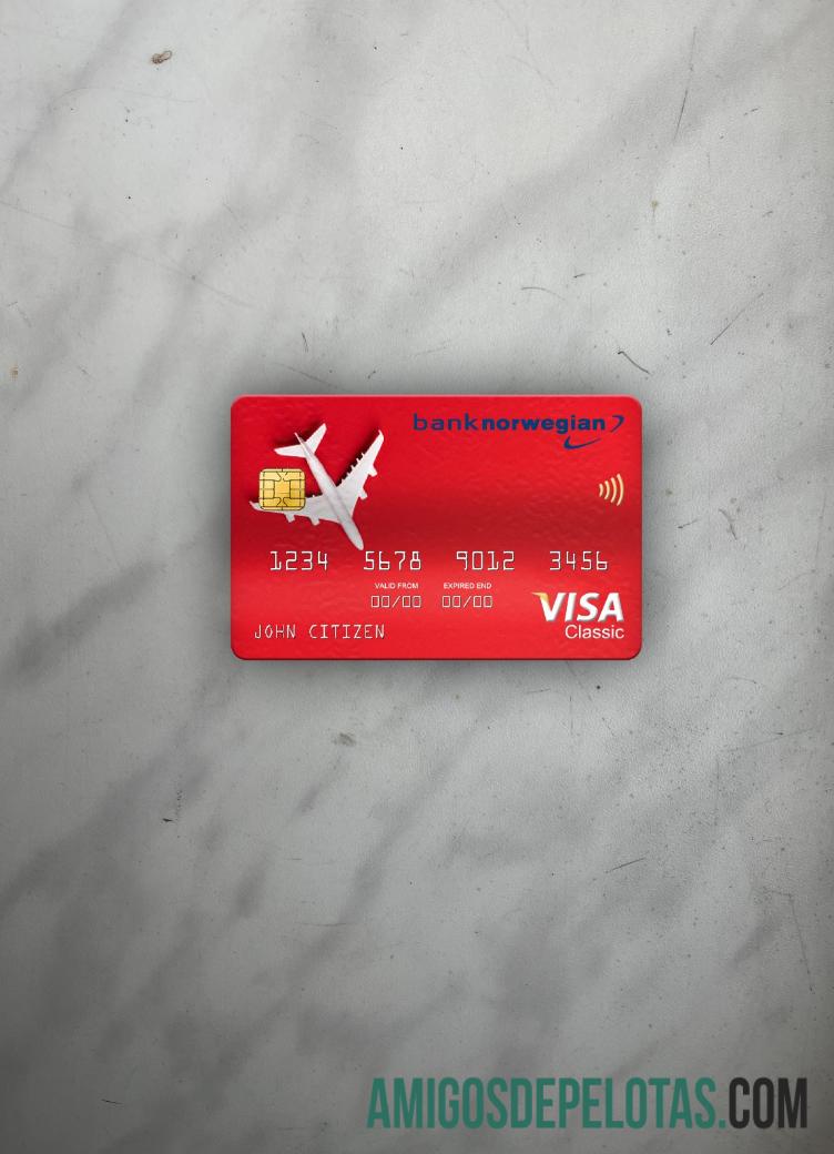 Norwegia bank Norwegian AS bank visa classic kartu tampilan foto depan desain