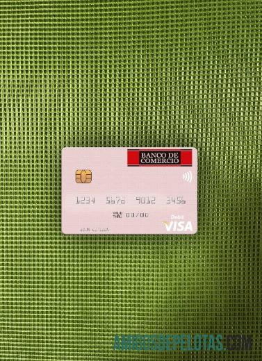 Peru Banco de Comercio visa Debit kartu tampilan foto depan templat