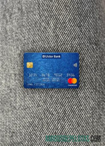 Republic of Irlandia Ulster bank mastercard tampilan foto depan templat
