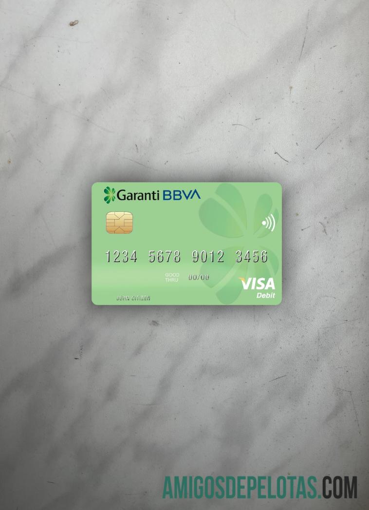 Rumania Garanti BBVA visa Debit kartu tampilan foto depan desain