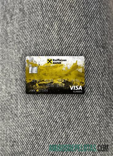 Rumania Raiffeisen bank visa classic kartu tampilan foto depan makering