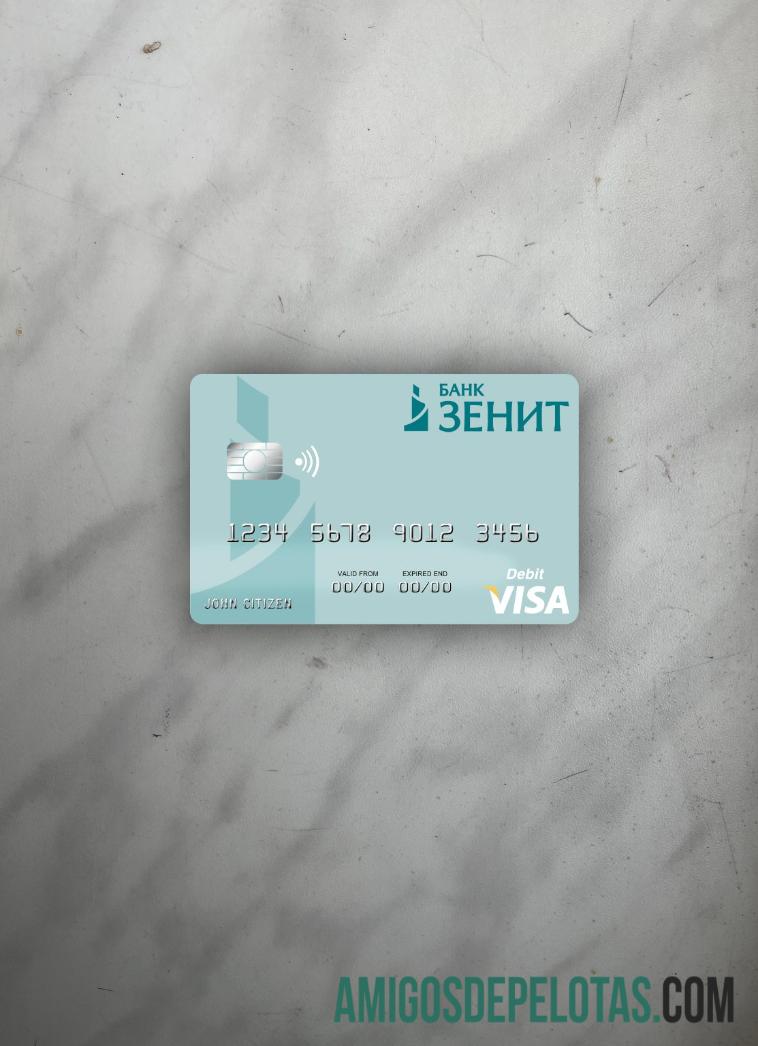 Rusia bank ZENIT visa Debit kartu tampilan foto depan sampel