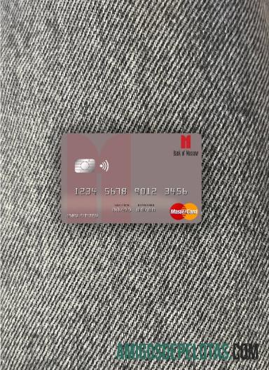 Rusia bank of Moscow mastercard tampilan foto depan desain