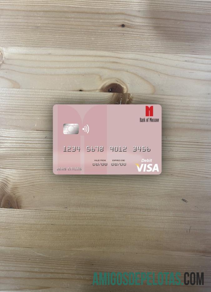 Rusia bank of Moscow visa Debit kartu tampilan foto depan desain