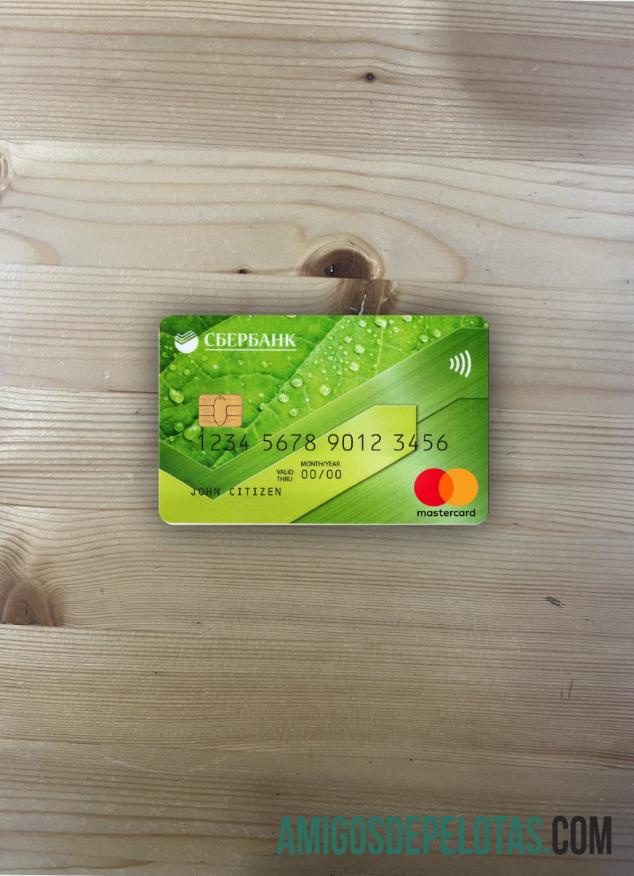 Rusia Sberbank mastercard hijau tampilan foto depan templat