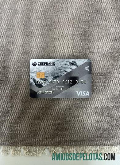 Rusia Sberbank visa Kredit kartu abu-abu tampilan foto depan desain