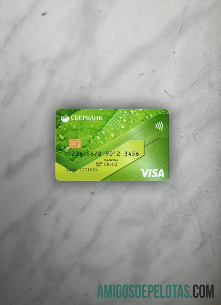 Rusia Sberbank visa Kredit kartu hijau tampilan foto depan makering