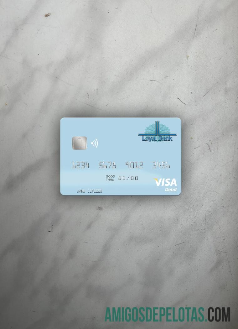 Saint Lucia Loyal bank Limited visa Debit kartu tampilan foto depan templat