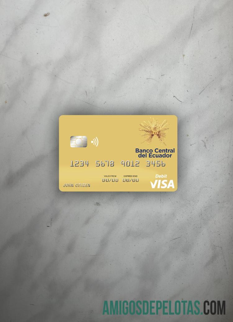 Sao Tome dan Principe Banco Ekuador visa Debit kartu tampilan foto depan pratinjau