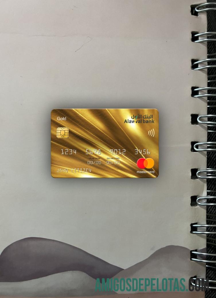 Arab Arab Saudi Alawwal bank mastercard gold tampilan foto depan templat