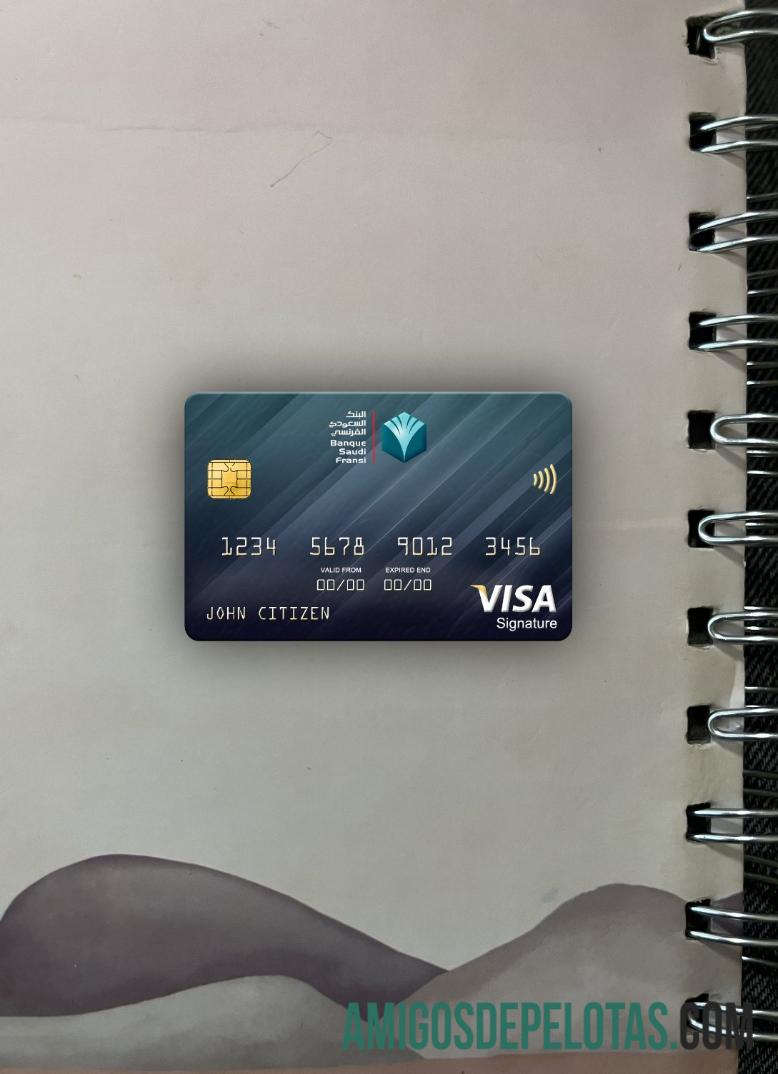 Arab Arab Saudi Banque Arab Saudi Fransi bank visa Tanda Tangan kartu tampilan foto depan pratinjau
