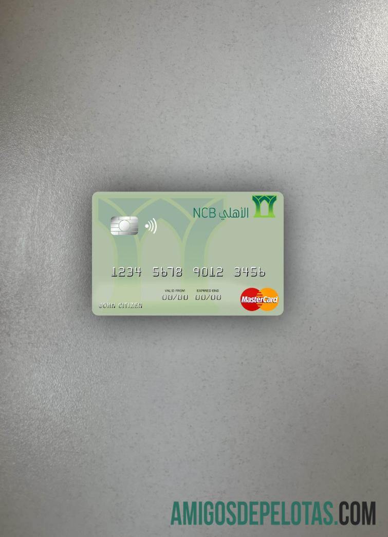 Arab Arab Saudi The nasional komersial bank mastercard tampilan foto depan templat