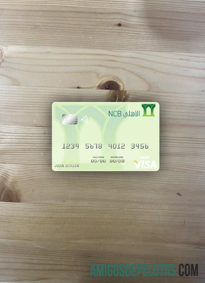 Arab Arab Saudi The nasional komersial bank visa Debit kartu tampilan foto depan desain
