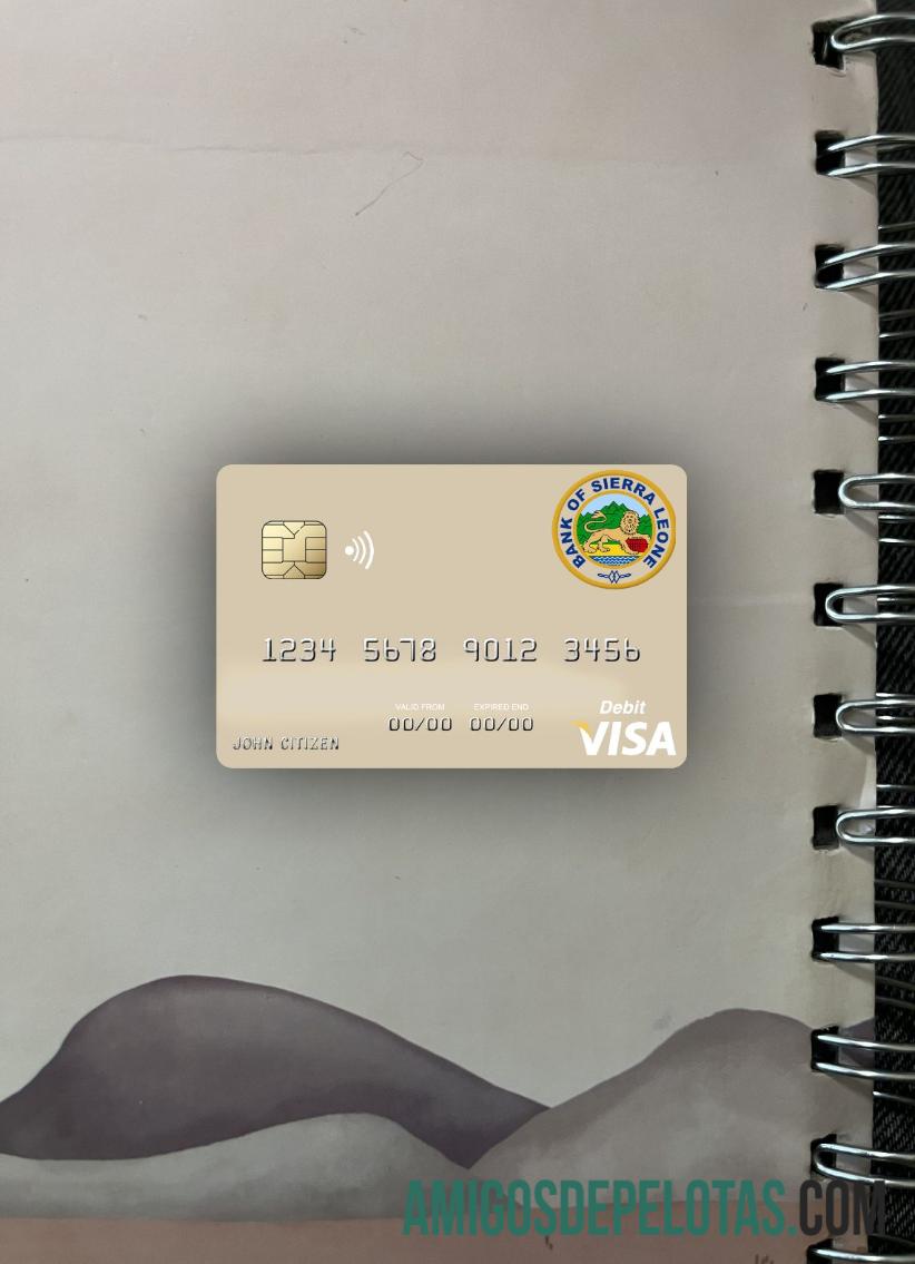 Sierra Leone bank of Sierra Leone visa Debit kartu tampilan foto depan templat