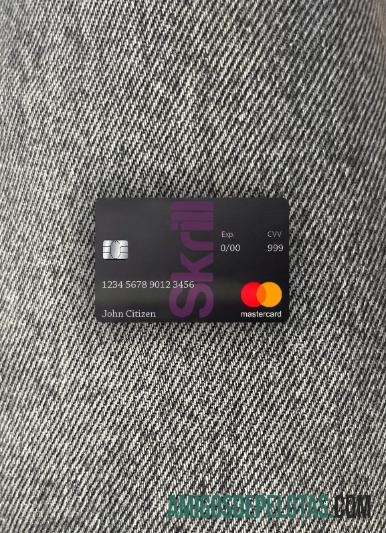 Dapat Diedit Skrill Mastercard Debit kartu templat in PSD format, fully Dapat Diedit tampilan foto