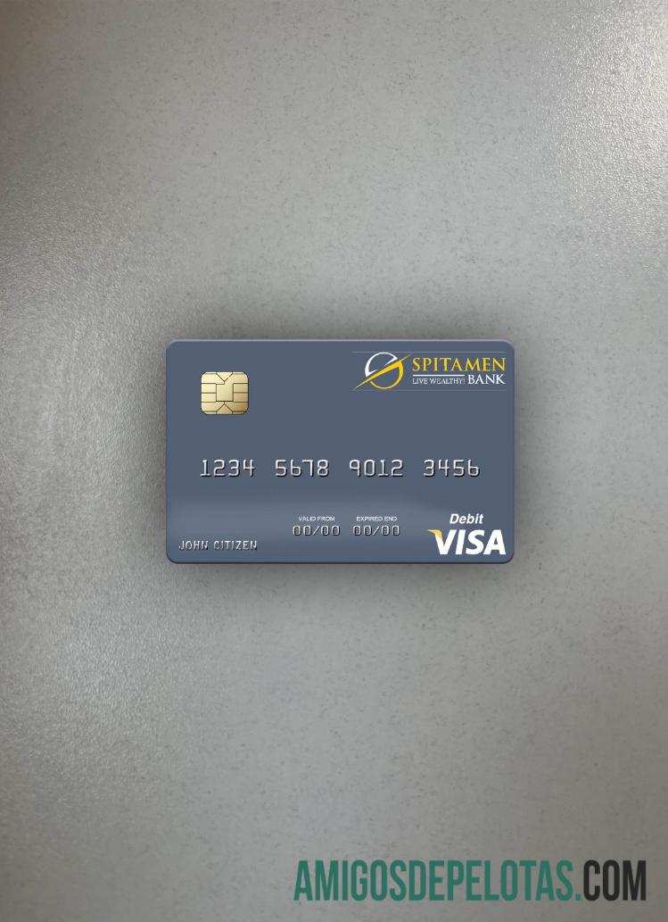 Tajikistan Spitamen bank visa Debit kartu tampilan foto depan desain