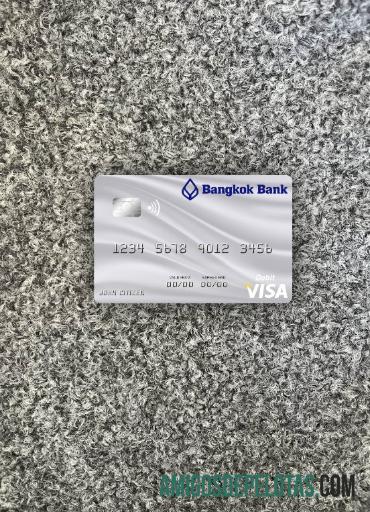 Thailand Bangkok bank visa Debit kartu abu-abu tampilan foto depan makering