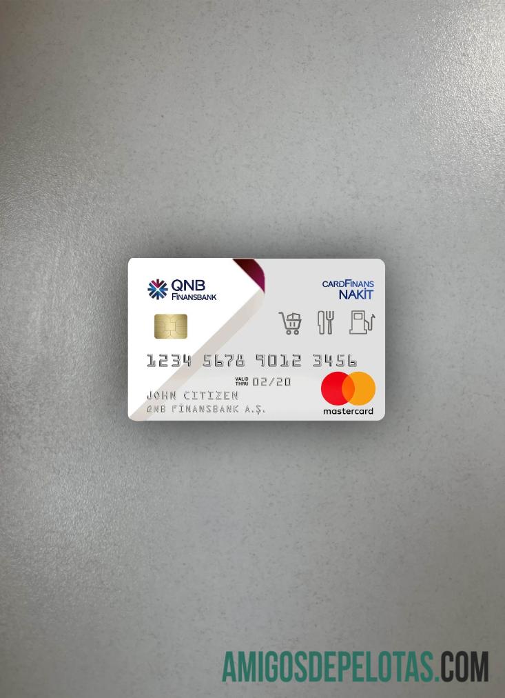 Turki QNB Finansbank kartu tampilan foto depan templat