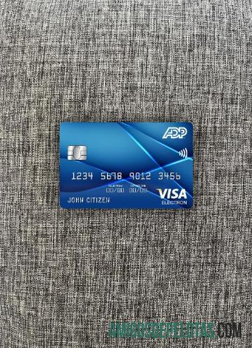 AS ADP Earnings bank visa electron kartu tampilan foto depan sampel