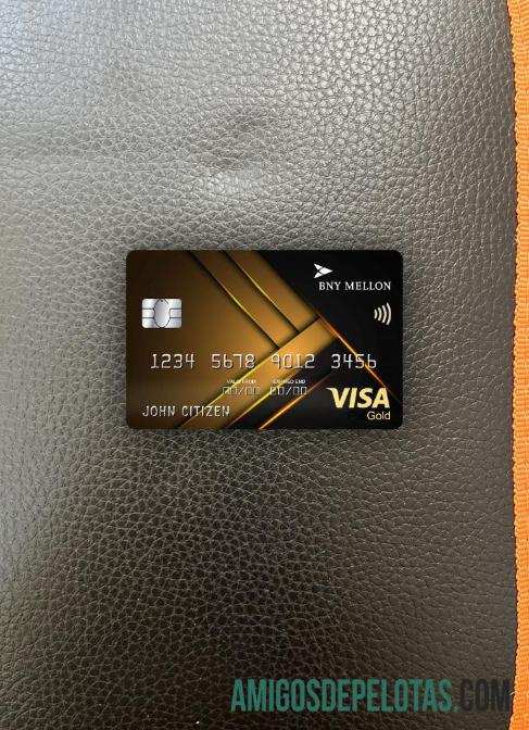 AS bank of Baru York Mellon visa gold kartu tampilan foto depan pratinjau
