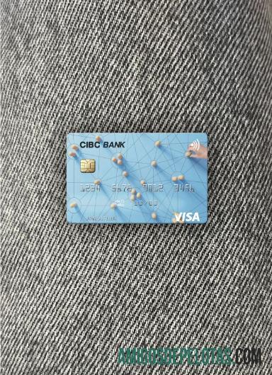 AS CIBC bank visa kartu tampilan foto depan templat