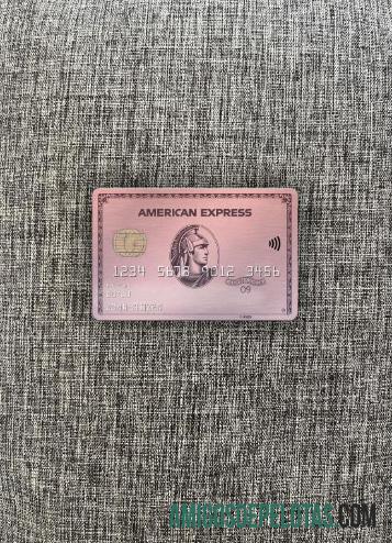 AS Indiana Centier bank AMEX rose gold kartu tampilan foto depan sampel