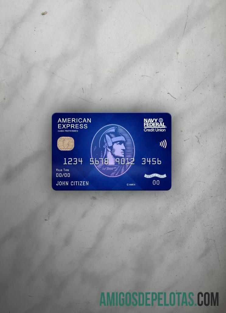 AS Navy Federal serikat bank AMEX biru cash preferred tampilan foto depan pratinjau