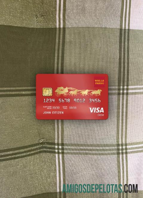 AS Wells Fargo bank visa Debit kartu tampilan foto depan templat