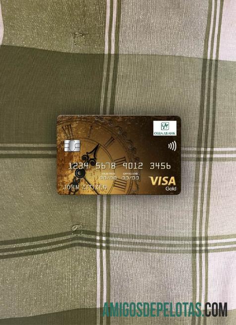 Ukraina Oshadbank visa gold kartu tampilan foto depan sampel